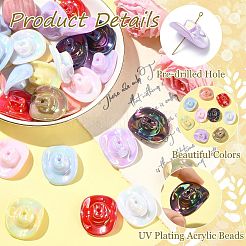 36個 9色 不透明 UVメッキ アクリルビーズ  虹色の  トップハット  ミックスカラー  35x30x12mm  4個/カラー&nbsp;PACR-CJ0001-48