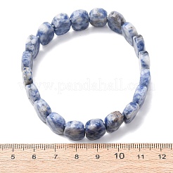 天然ブルースポットジャスパーのファセットビーズストレッチブレスレット（女性用）  オーバル  ビーズ：14x10x5.5mm  内径：2.32インチ（5.9cm）&nbsp;BJEW-K251-07M