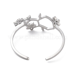 304ステンレススチールカフリング  花  ステンレス鋼色  10.5mm&nbsp;RJEW-Q002-02P