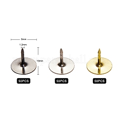 環境に優しい真鍮製のヘッドピン  フラットラウンド  ミックスカラー  10x9mm  ピン：1.2mm  3色  50個/カラー  150個/箱&nbsp;KK-SZ0001-23