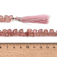 天然石ストロベリークォーツビーズ連売り  三角形  トップ掘削  多面カット  タッセル付き  6.8x6.8x6.8mm  穴：0.6mm  約51個/連  11.81''（30センチメートル）&nbsp;GG-CBA7F68-03