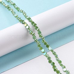 電気メッキガラスビーズセット  ABカラーメッキ  多面カット  フラットラウンド  ライムグリーン  4.5x3mm  穴：1mm  約145~150個/連  22.83''（58センチメートル）&nbsp;GLAA-E036-03D