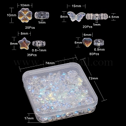4スタイルの電気メッキガラスビーズ  混合図形  ミックスカラー  10x10x5mm  穴：1mm  160個/スタイル&nbsp;GLAA-YW0001-28