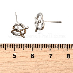 真鍮マイクロペーブクリアキュービックジルコニアスタッドピアス  ハート  プラチナ  8x10.5mm&nbsp;EJEW-M103-04P