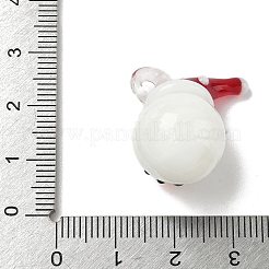 クリスマス手作りランプワークペンダント  雪だるま  24.5x21x16mm  穴：3x2.5mm&nbsp;LAMP-L081-01I
