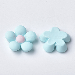 樹脂カボション  花  淡いターコイズ  17~17.5x17.5~18x5~6mm&nbsp;CRES-Q206-17B-07