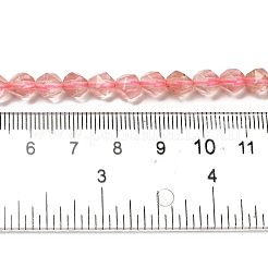 チェリークォーツガラスビーズ連売り  スターカットラウンドビーズ  多面カット  5~6mm  穴：0.8mm  約65~69個/連  15.16''~15.35''（38.5~39センチメートル）&nbsp;G-K382-A05-01