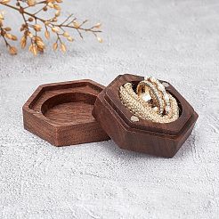 ブラックウォールナットの箱  フリップカバー  磁気バックル付き  六角  ココナッツブラウン  5.7x5x2.6cm&nbsp;CON-WH0076-35
