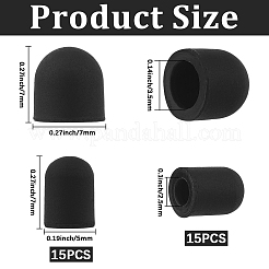 30個 2スタイル シリコンペン先ケース  タッチスクリーンスタイラスペン先カバー  ブラック  7x5~7mm  内径：2.5~3.5mm  15個/スタイル&nbsp;AJEW-CP0010-30