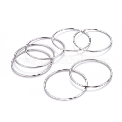 女性用201ステンレススチールプレーンバングルセット7個  ステンレス鋼色  2-3/8インチ（6cm）&nbsp;BJEW-L664-022A-P02