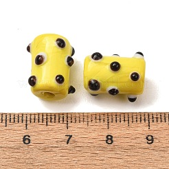 手作りのでこぼこランプワークビーズ  ドットのある列  きいろ  15x11.5~12mm  穴：1.8mm&nbsp;LA-CBAEC7C-01A