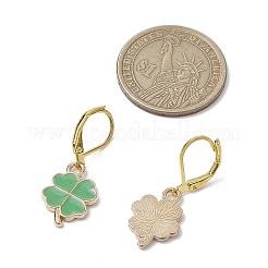 女性用合金エナメルペンダントと真鍮フレンチフックピアス2組  クローバーの花  ゴールドカラー  ミックスカラー  33~37x13~14mm&nbsp;EJEW-JE06236