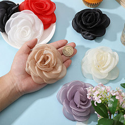 12 個 6 色のオーガンジーオーナメントアクセサリー  ミシンクラフト装飾  3 Dの花  ミックスカラー  90x36mm  2個/カラー&nbsp;DIY-CA0008-08