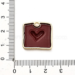 合金エナメルチャーム  テクスチャハートチャーム  ゴールドカラー  暗赤色  19.5x20x3mm  穴：2.5x1.5mm&nbsp;LS-FIND-A051-09A-02G