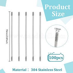 304ステンレス鋼製ボールペン用特殊延長ロッド100本  ステンレス鋼色  73x1.8mm&nbsp;FIND-FG0005-14C