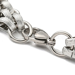 変色しない304ステンレススチールメッシュチェーンブレスレット  ステンレス鋼色  8-1/8インチ（20.5cm）&nbsp;BJEW-C042-02P