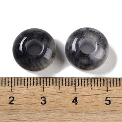 ツートン樹脂ヨーロピアンビーズ  大穴ビーズ  ロンデル  ブラック  13.5x8mm  穴：5mm&nbsp;RESI-F055-09A
