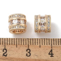 真鍮製マイクロパヴェキュービックジルコニアヨーロピアンビーズ  大穴ビーズ  長持ちメッキ  コラム  ライトゴールド  8x7mm  穴：4.3mm&nbsp;ZIRC-F141-04LG