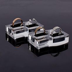 フランネルリングディスプレイ付きアクリル  長方形  透明  6.5x4.09cm&nbsp;RDIS-WH0006-04