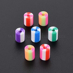 固定混合5スタイル手作りポリマークレイビーズ  コラム  ミックスカラー  5x3.5~7mm  穴：1.8mm&nbsp;CLAY-S096-012E