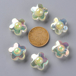 透明なアクリルビーズ  二層ビーズ  ABカラー  花  淡黄色  16.5x17x9.5mm  穴：2.5mm  約390個/500g&nbsp;LS-TACR-S152-09B-07