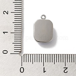 304ステンレススチールガラスペンダント  長方形チャーム  ステンレス鋼色  アクア  13.5x9x5mm  穴：1.4mm&nbsp;STAS-L022-062P-08