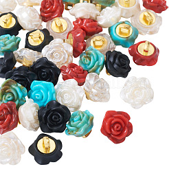 40色5穴プラスチックボタン1個  花  ミックスカラー  12x8.5mm  穴：3x2mm  8個/カラー&nbsp;FIND-TA0008-23