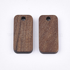 ウォールナットウッドペンダント  角丸長方形  サドルブラウン  21x10x2.5~3mm  穴：1.8mm&nbsp;WOOD-S054-31
