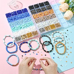 DIYブレスレットキット  手作りのポリマークレイビーズを含む  ccbプラスチックスペーサービーズ  真鍮製つぶし玉カシメ玉  ミックスカラー  6x1mm  穴：2mm  5色  28 G /カラー  140グラム&nbsp;DIY-YW0009-12A