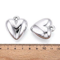 オペークアクリルパーツ  ハートチャーム  プラチナメッキ  35x31.5x16mm  穴：3mm&nbsp;SACR-T035-21B