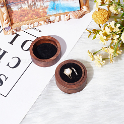 コラム木製カップルリングボックス  結婚式のバレンタインデーに  コーヒー  5x3.55cm&nbsp;OBOX-WH0001-05