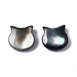 天然な黒リップシェルビーズ  猫  10x10x4mm  穴：0.8mm&nbsp;SSHEL-S258-99A