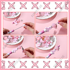 10月の乳がん啓発リボンをテーマにしたDIYビーズペンセット  ABS樹脂製ボールペンを含む  ペンダントとビーズ  ミックスカラー  ペン：148x12mm&nbsp;DIY-SC0024-87