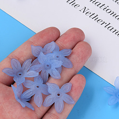 透明なアクリルビーズ  艶消し  花  コーンフラワーブルー  26x27x6mm  穴：1.8mm  約980個/500g&nbsp;MACR-S373-127-D04