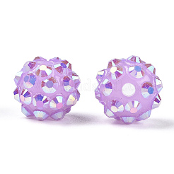 樹脂製ラインストーンビーズ  ABカラー  ラウンド  ライラック  12x10mm  穴：2mm&nbsp;RESI-S256-12mm-SAB21