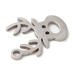 変色しないクリスマス 201 ステンレススチールペンダント  ヘラジカのチャーム  ステンレス鋼色  15.5x12.5x1mm  穴：1.5mm&nbsp;LS-STAS-D053-07P