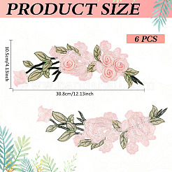 ポリエステル製衣類パッチ6個  花  ピンク  157x278x4mm&nbsp;DIY-MA0006-88A