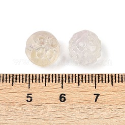 透明ガラスビーズ  花柄ラウンド  桃パフ  11x10mm  穴：1mm&nbsp;GLAA-B027-01F