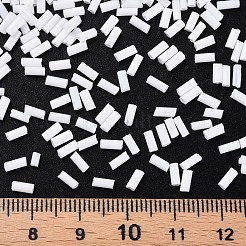 不透明色ガラスラッパビーズ  丸い穴  ホワイト  3~8x2mm  穴：0.7mm  約450g /ポンド&nbsp;SEED-N005-001-B06
