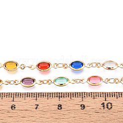 手作り真鍮オーバルリンクチェーン  ガラスと  ハンダ付け  スプールで  ライトゴールド  14x5x2mm  約16.40フィート（5m）/ロール&nbsp;CHC-N024-09KCG