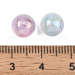 UVメッキ不透明アクリルビーズ  虹色の  ラウンド  ツートン  ミックスカラー  8mm  穴：2mm&nbsp;MACR-K361-36