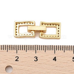 真鍮製マイクロペーブクリアキュービックジルコニアの留め金  カドミウムフリー＆ニッケルフリー＆鉛フリー  長方形  18KGP本金メッキ  25x9x3.5~5mm  穴：2.5x0.8mm&nbsp;KK-C075-07G