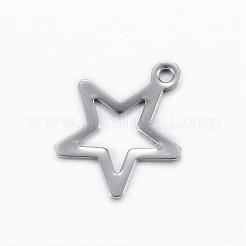 変色しにくい304ステンレススチールチャーム  スター  ステンレス鋼色  15x13x0.8mm  穴：1mm&nbsp;STAS-D445-078