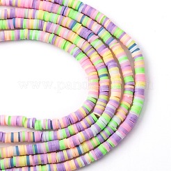 手作り樹脂粘土ビーズ連売り  ジュエリー工芸用品のDIY用  ヒシビーズ  ディスク/フラットラウンド  ミックスカラー  4x0.5~1mm  穴：1.4mm  約350~410個/連  15.75インチ〜16.14インチ（40~41cm）&nbsp;CLAY-R089-4mm-T03C