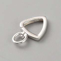 スターリングシルバーの回転留め金  スプリングゲートクラスプ付き  三角形  銀  20x12.5x3mm  穴：3x3.5mm&nbsp;FIND-WH20033-040S