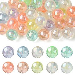 プラスチックビーズ  ラウンド  暗闇で光るビーズ  グリッターパウダー付き  ミックスカラー  16x16mm  穴：2.5mm&nbsp;KY-CJC0012-04