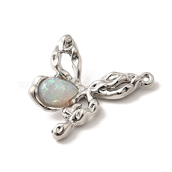 樹脂チャーム  蝶  合金パーツ  ラックめっき  鉛フリー＆カドミウムフリー＆ニッケルフリー  プラチナ  30.5x28x6mm  穴：1.2mm&nbsp;FIND-H015-06P