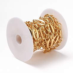 真鍮リンクチェーン  スプールで  溶接されていない  18KGP本金メッキ  オーバル：24x12x1.5mm  リンク：8.5x6.5x2mm  約16.4フィート（5m）/ロール&nbsp;CHC-A004-04G