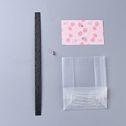 プラスチック製の透明なギフトバッグ  保存袋  セルフシールバッグ  トップシール  長方形  漫画カードとスリング付き  穴と釘  パールピンク  21.5x10x5cm  10のセット/袋&nbsp;OPP-B002-H05