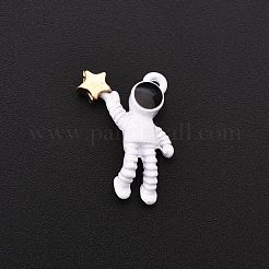 焼付塗装合金ペンダント  宇宙飛行士は星を持ち上げます  ホワイト  21x16.5x4.5mm  穴：1.5mm&nbsp;X-PALLOY-R136-05